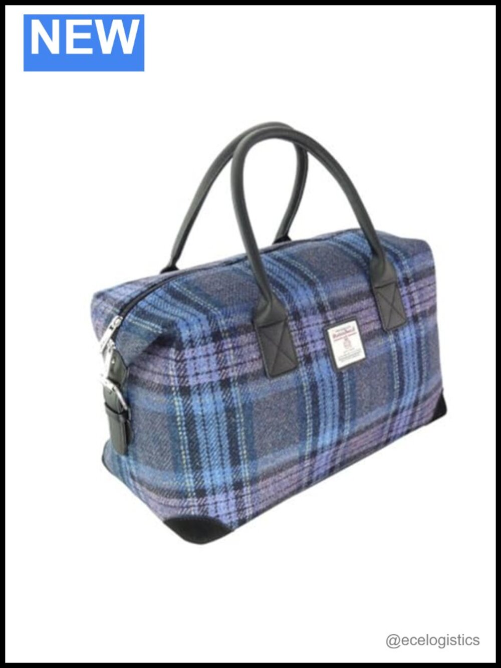 Scottish Wool Travel Duffel with Tartan Pattern, Zip Closure